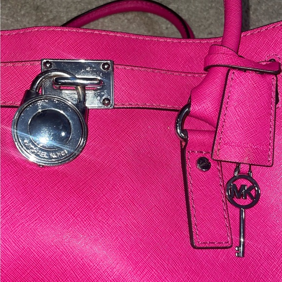 Michael Kors Hamilton Saffiano Leather Handbag in Hot Pink - Picture 4 of 5